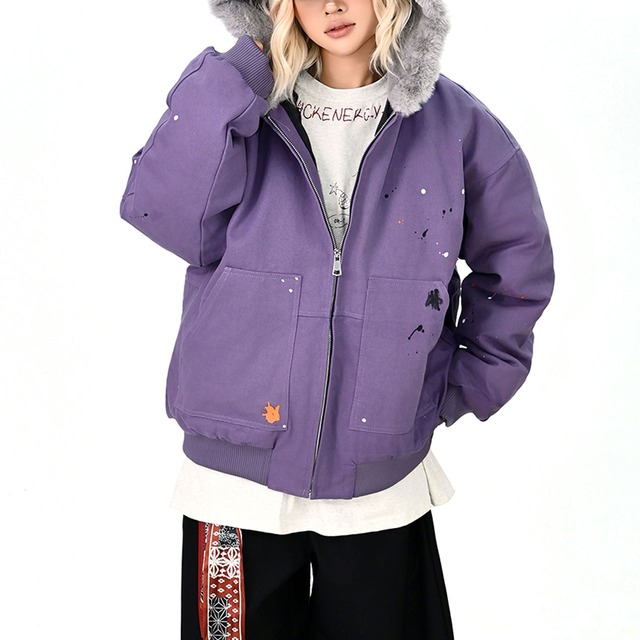 ペイントスプラッシュファーフーディブルゾン 2col R01245