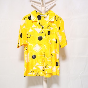 Whole Pattern Short Sleeve Shirt Yellow