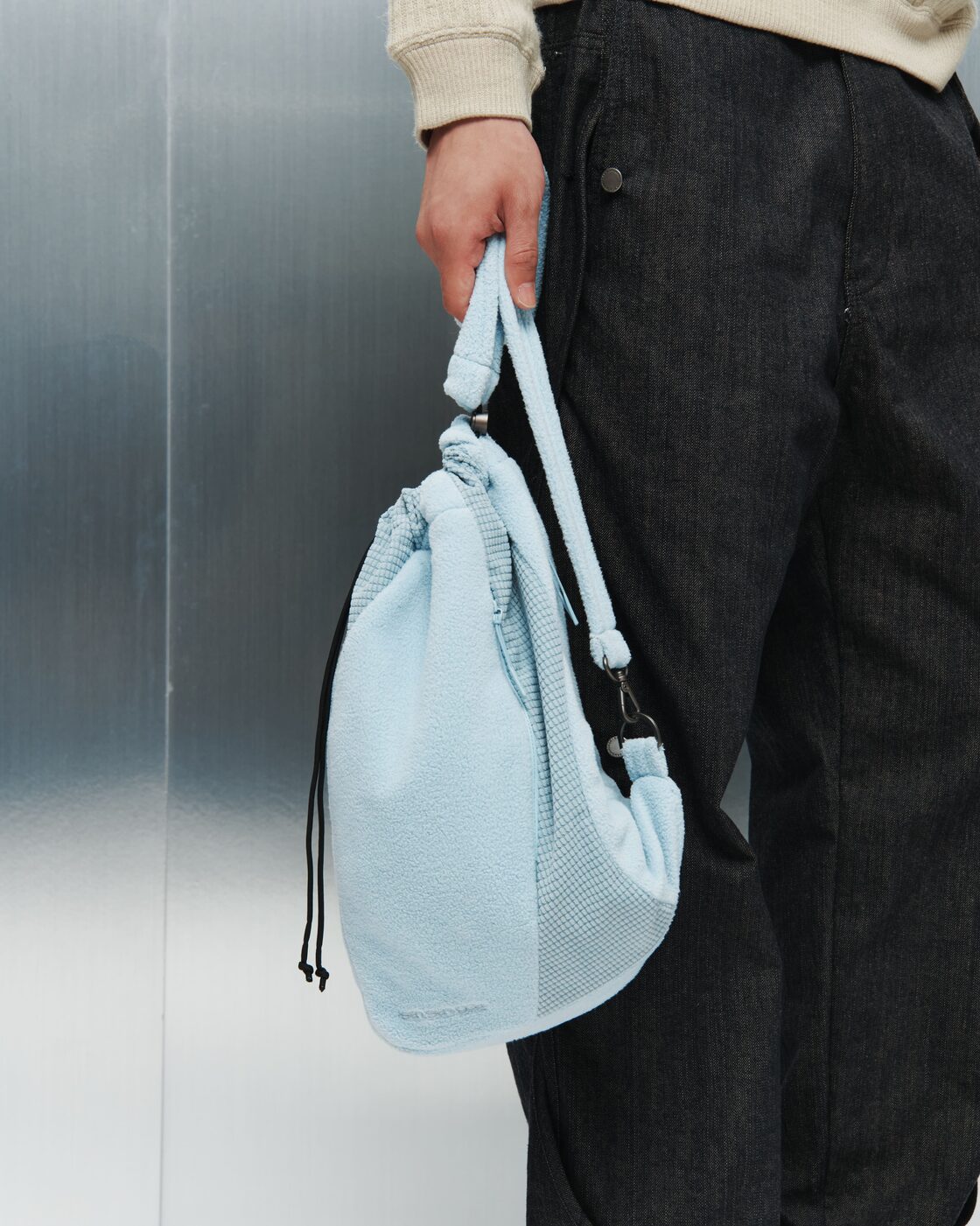 SAN SAN GEAR] FLEECE CROSS BAG [SKY BLUE] 正規品 韓国ブランド 韓国 