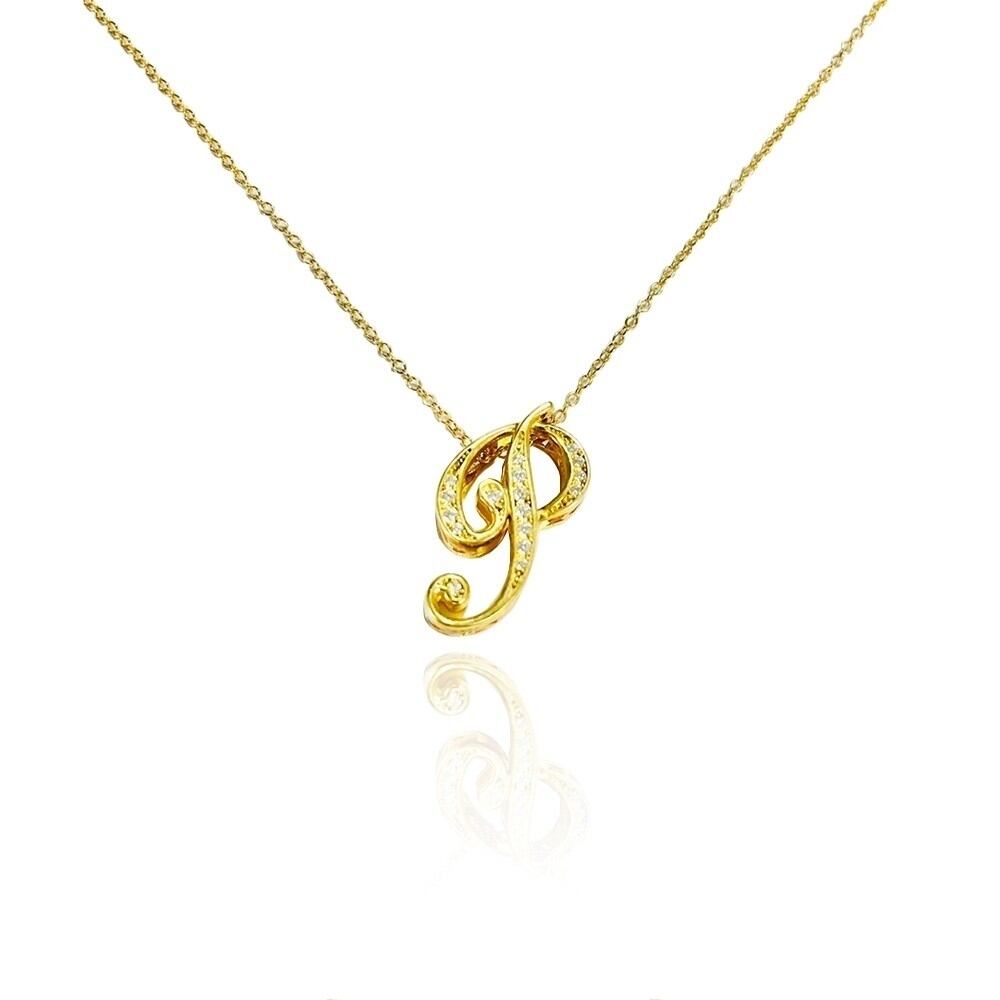 silver925イニシャルチェーンネックレス「P」 | StoneJewelry