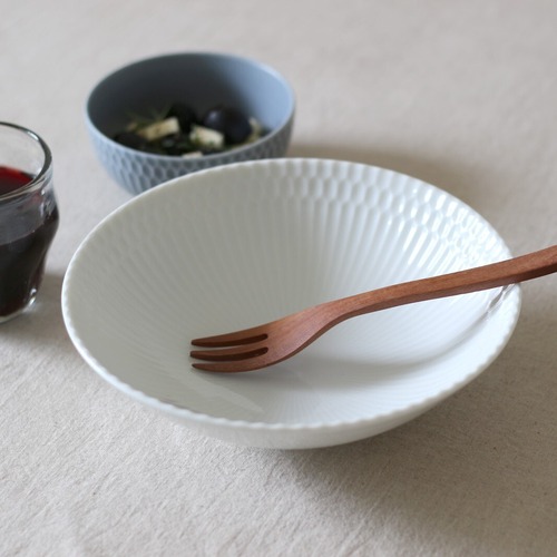 さざなみ　18cm　鉢【白】sazanami　白磁　和食器