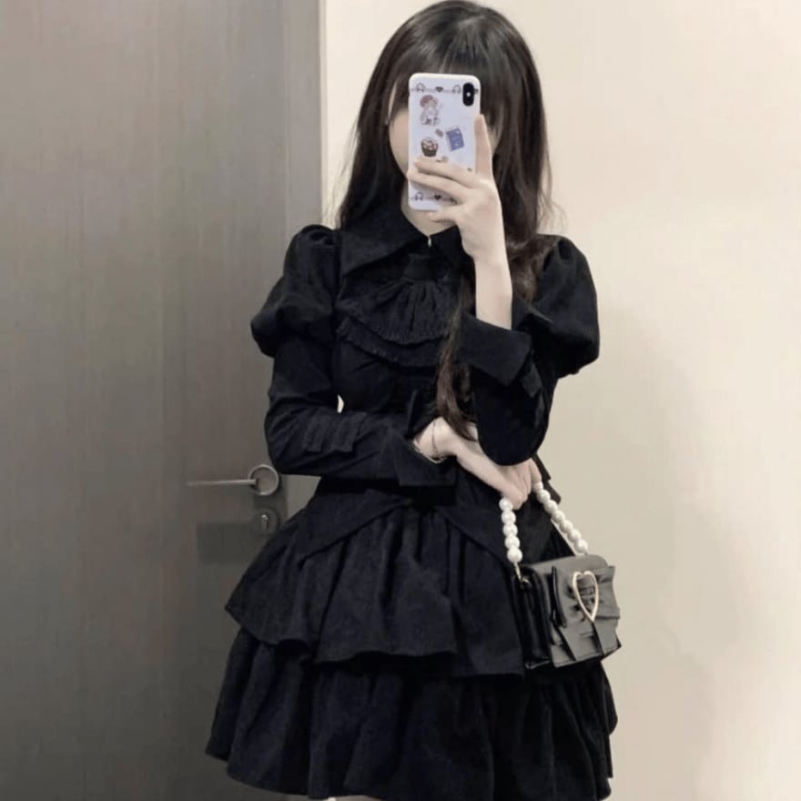 セットアップ ブラウス スカート ガーリー 甘め 原宿スタイル 大人