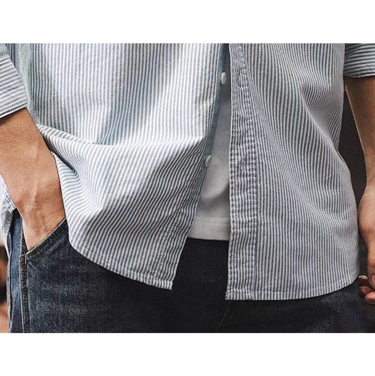 Urban pinstripe double pocket shirt 1258 - 19