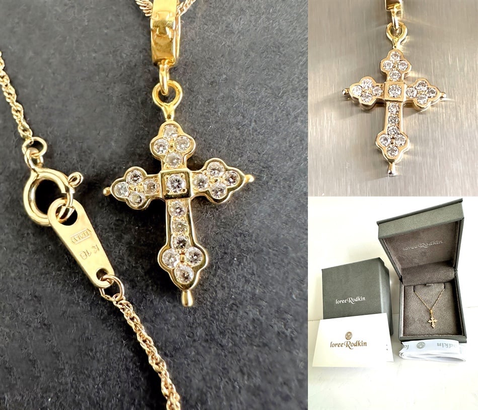 Loree Rodkin ローリーロドキン 18K MINI GOTHIC CROSS PENDANT Yellow