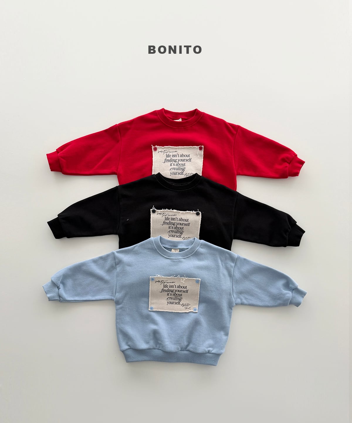 remember button sweatshirt【BONITO】※9月中旬発送予定