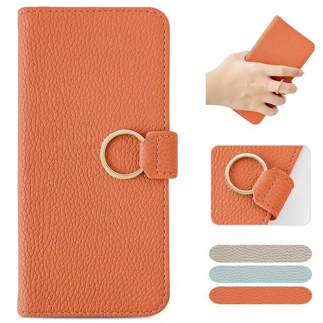 MAGICASE For iPhone SE ケース 手帳型 第3世代 第2世代 おしゃれ リング付き iPhone 8 ケース 手帳型 かわいい 女性 iPhone 7 ケース シンプル 美しい 財布型 iPhone 6/6S エレガント 人気 ストラップホール付き マグネット式 カード収納 スタンド機能 高級PU 肌感レザー 耐衝撃 レディース 手作 落ち着いた色 レトロ(オレンジ)