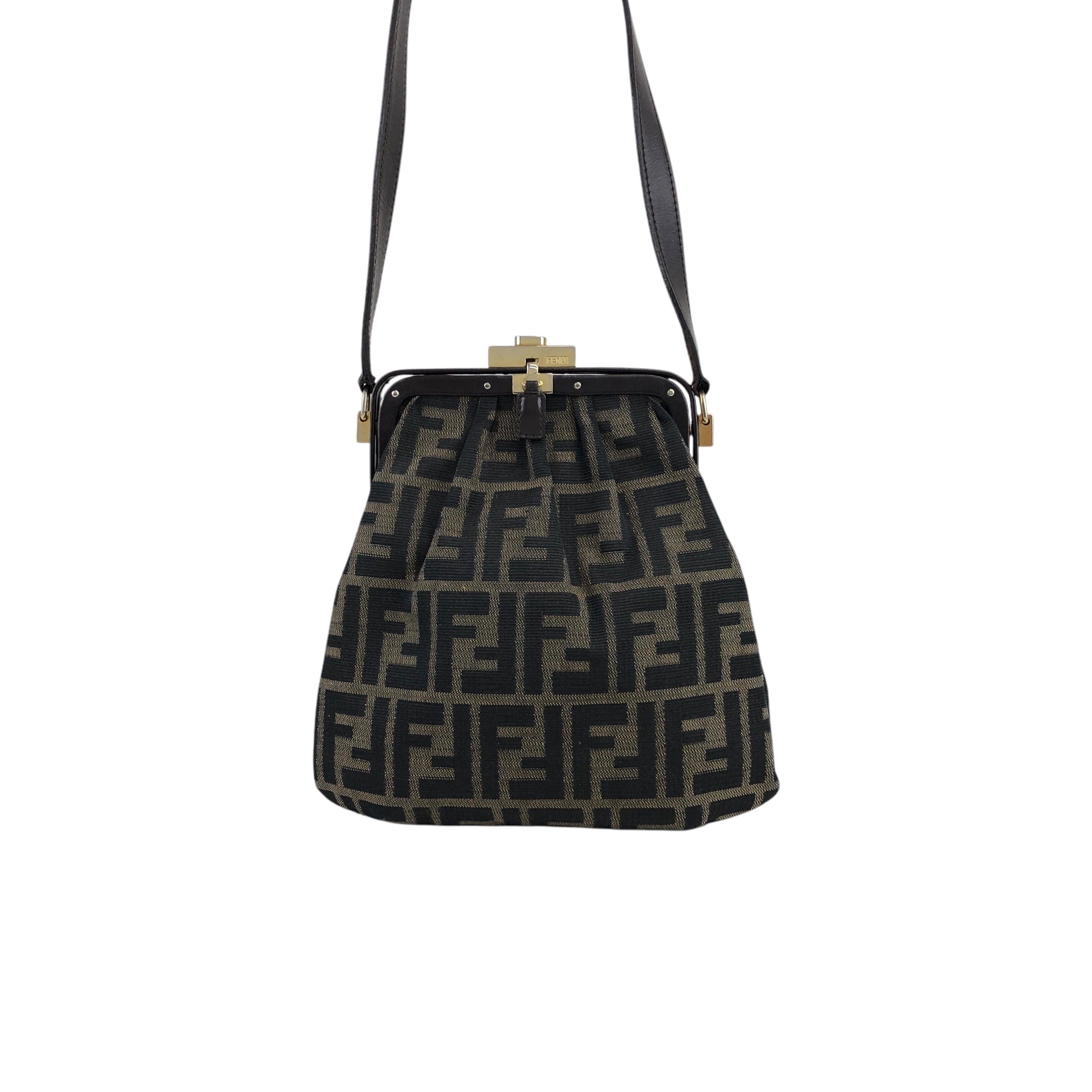 FENDI フェンディ ズッカ ショルダーバッグ ブラウン FF キャンバス