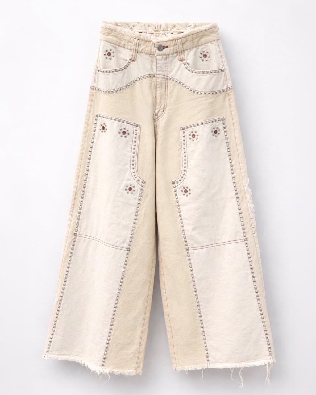ホワイトムスク | ダブルニーバギー2WAYスタッズデニムパンツ