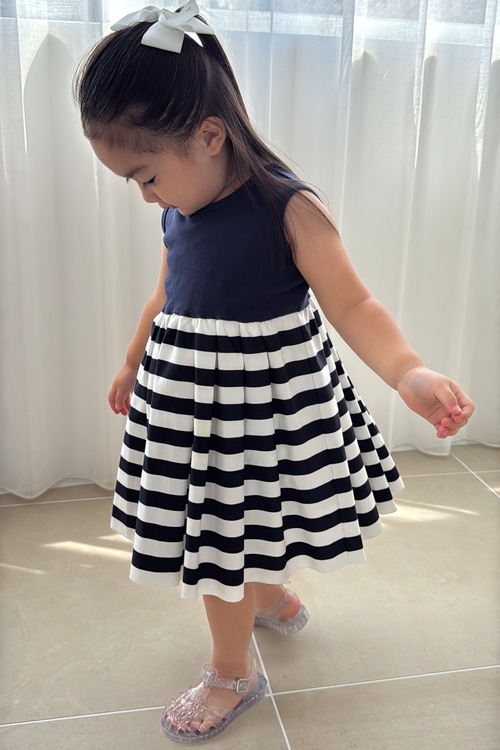 BORDER T-DRESS KIDS 1Y-6Y