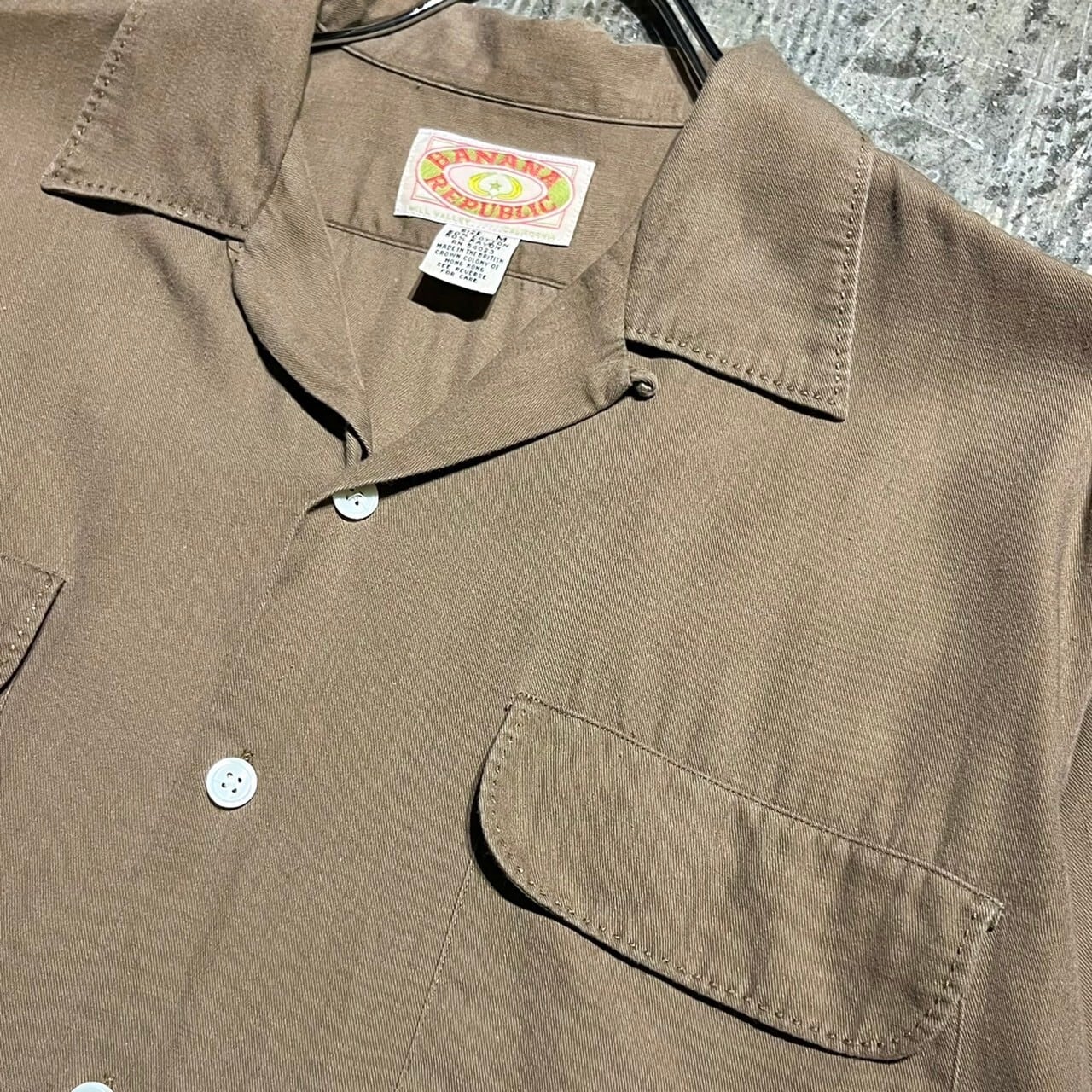 80s BANANA REPUBLIC Cotton×Rayon Open Collar Shirt 