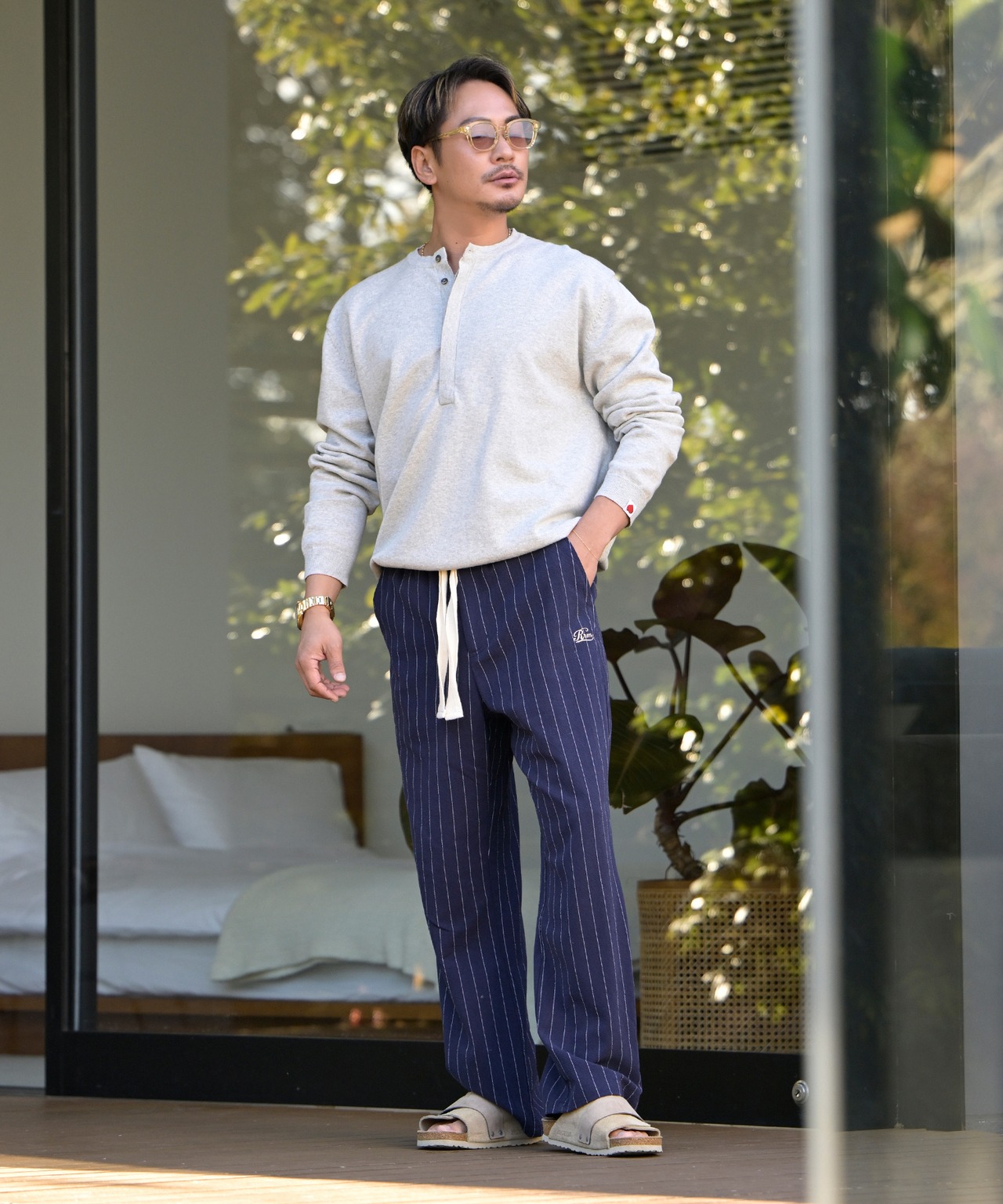 【#Re:room】PIN STRIPE RELAX WIDE PANTS［REP288］