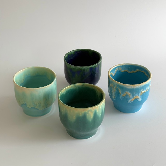NAOKO HATA CERAMICS  Melt free cup  -Bottle green