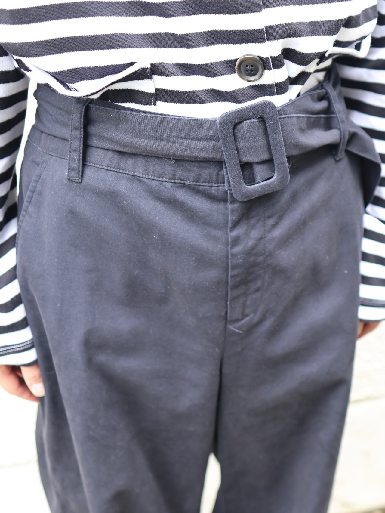 belted wide slacks
