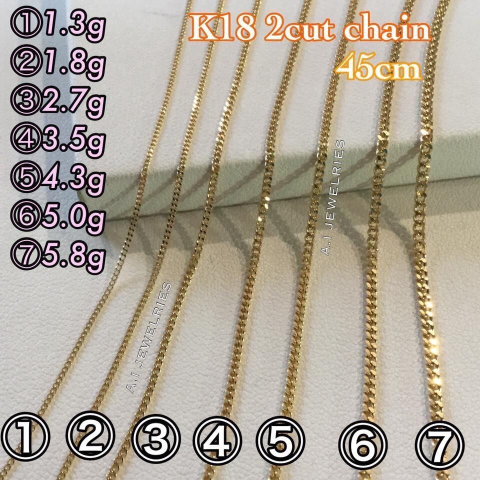 K18 No.1 45cm chain necklace チェーン ネックレス 2面喜平 18金 