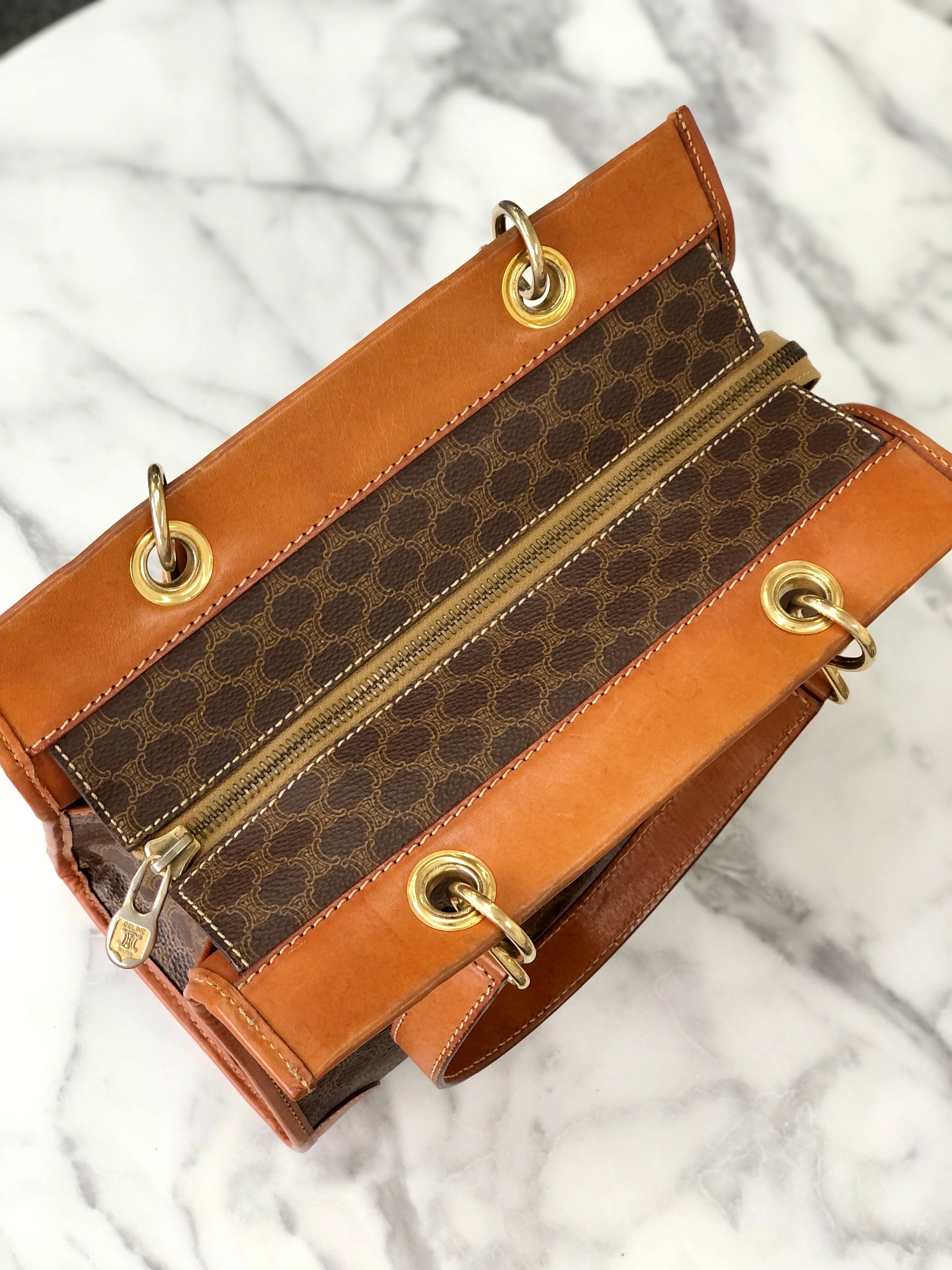 オールドセリーヌ ハンドバッグ マダガム CELINE セリーヌ マカダム スクエア ハンドバッグ ブラウン vintage