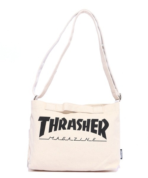 THRASHER (スラッシャー) ショルダーS キャンバスショルダー サコッシュ ホワイト/ブラック   THR-193