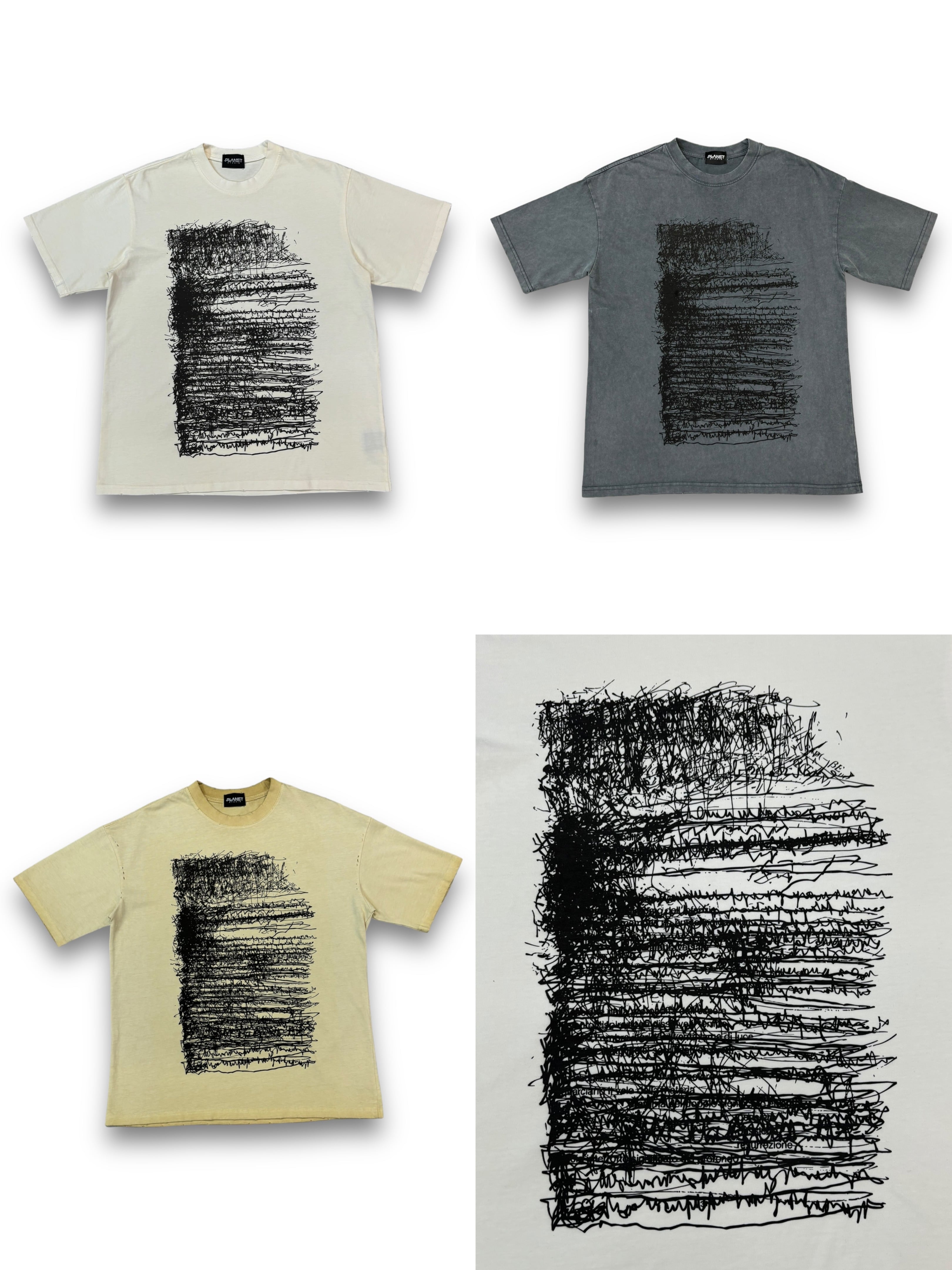 【PLANETSTUDIO】asemic writing T-shirt(3colors)