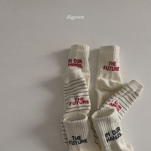 【即納】digreen future logo socks 24spk1 (韓国子供服 ロゴ靴下 3足セット)