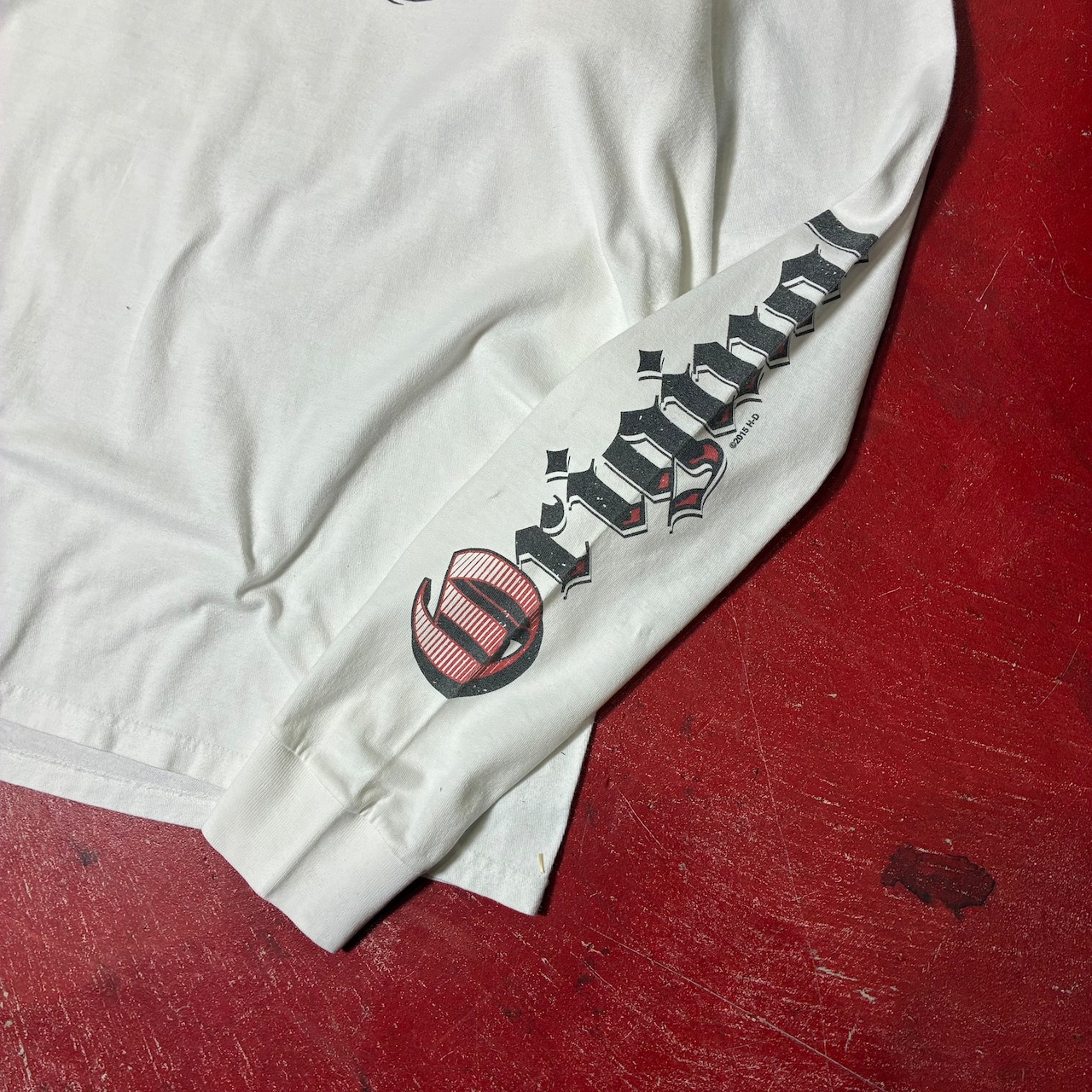 メキシコ製 Harley-Davidson ビッグサイズロンT 袖プリント 白