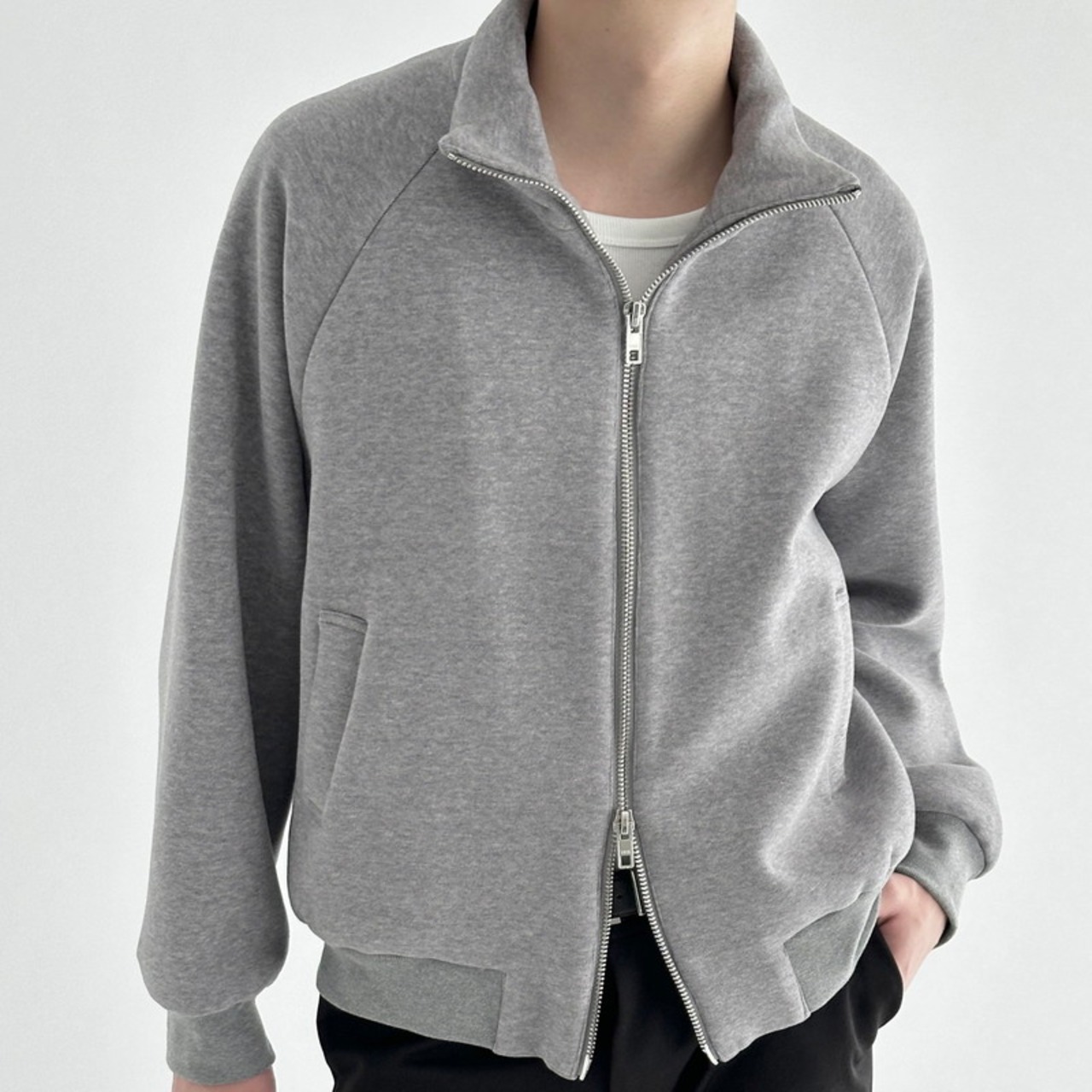 ダブルジップハイネックスウェットカーディガン　924