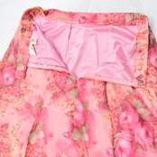 【美品 日本製 社交ダンス衣装】ピンク SEKINE セキネ スカート 花柄 軽い レース フリル レッスン 練習着 パーティ 発表会