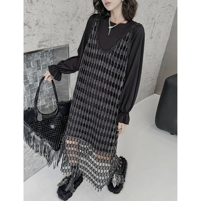 Mesh vest + plain long sleeve t-shirt C0486