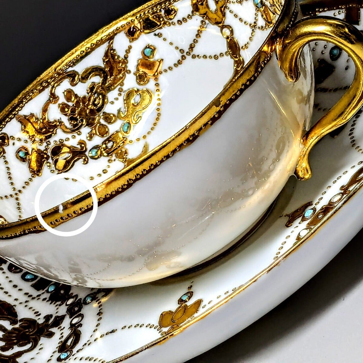 里帰り オールドノリタケ RCマーク エナメルビジュー 金盛上 アール 