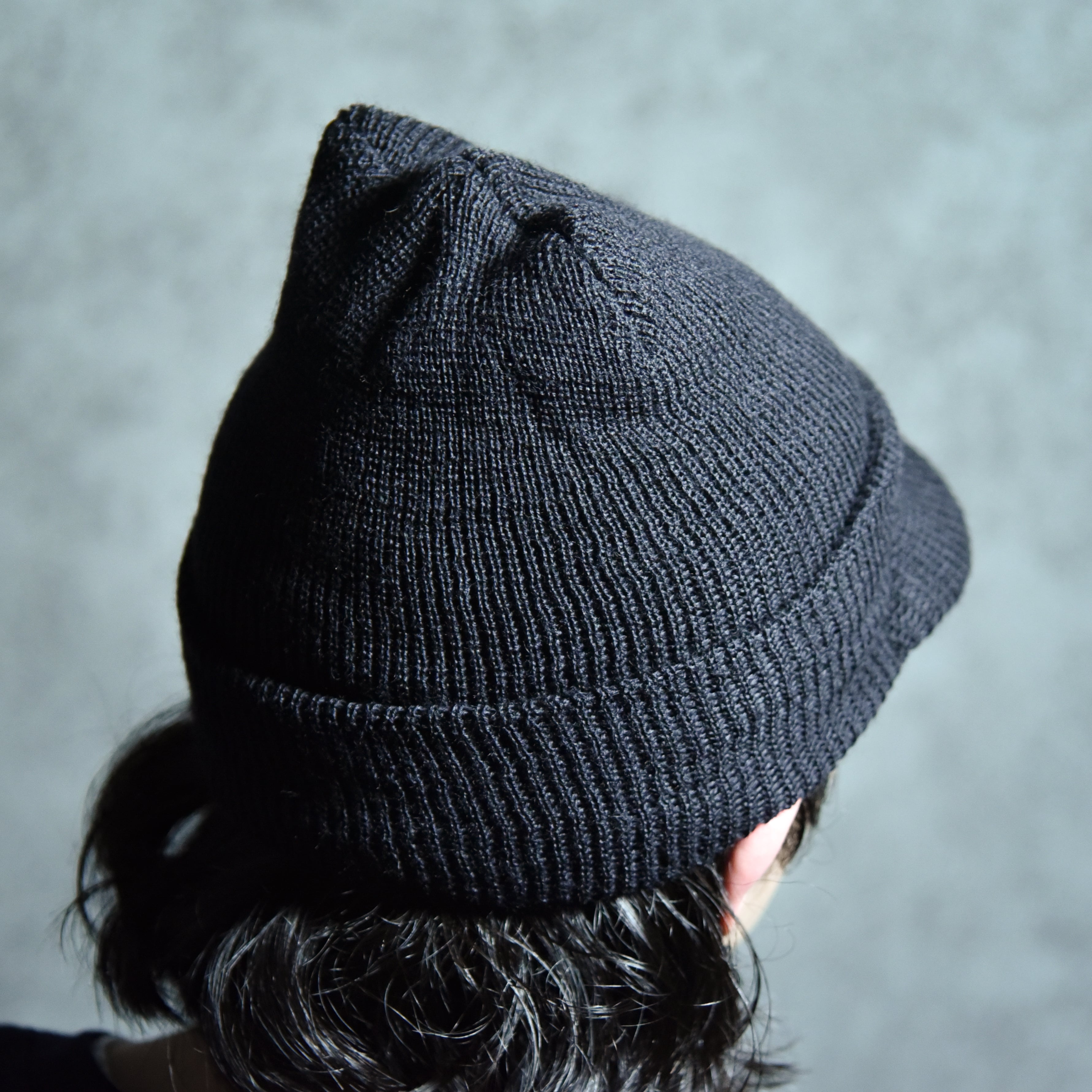 DEAD STOCK】Made in USA Knit Cap BLACK アメリカ製 ツバ付き ニット