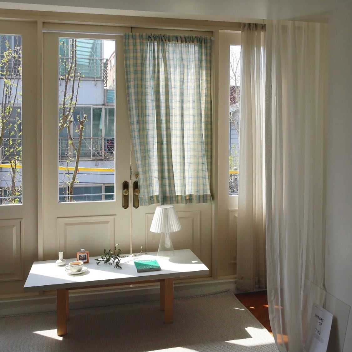 通販 レトロ カーテン チェック retro check window curtain 2size