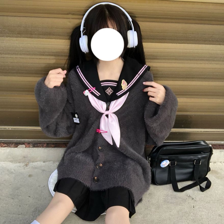 サブカル 服 地雷系 通販 カーディガン ふわふわニット 羽織り JKロリータ 学園風 カジュアル 普段着使い ベビードール