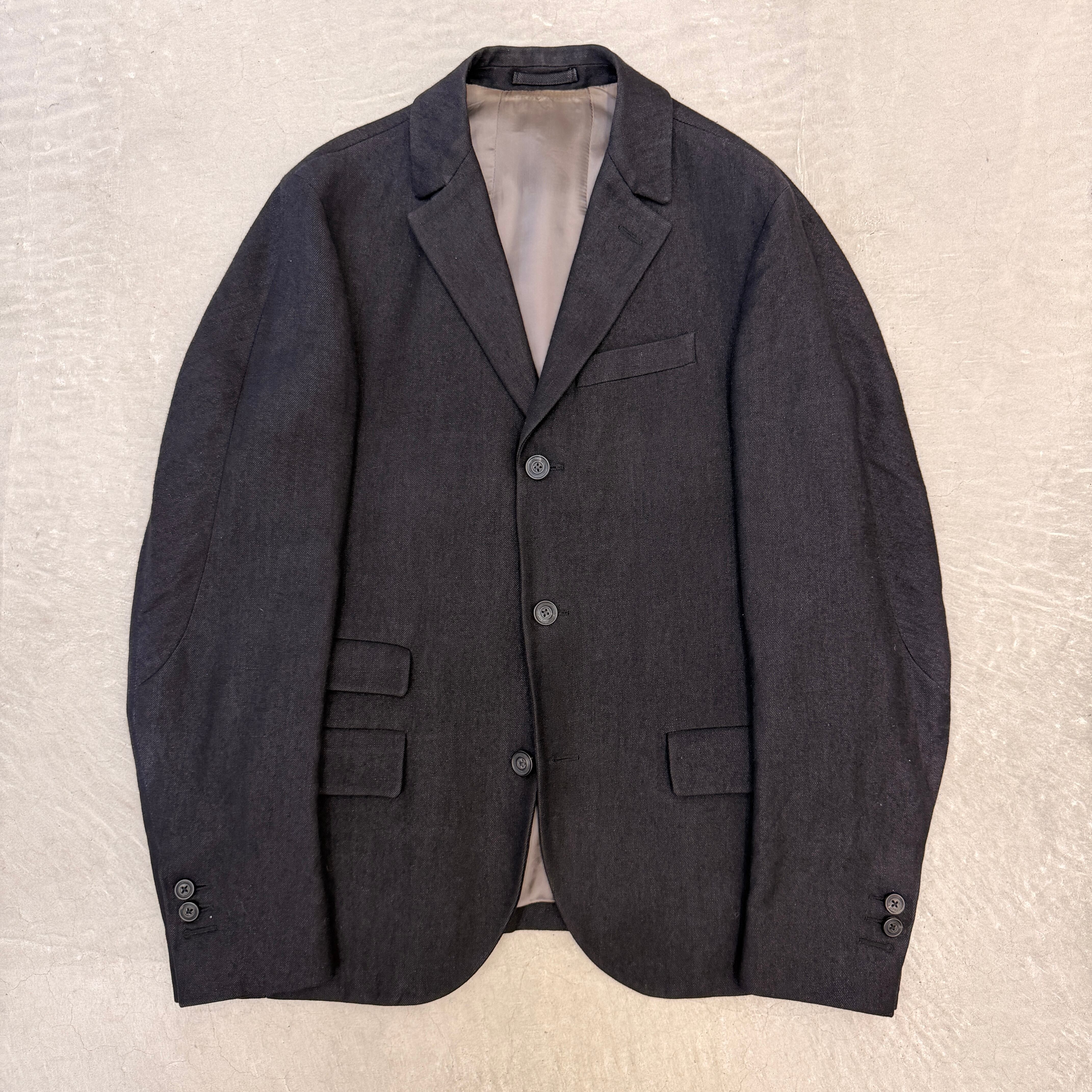 WOOSTER LARDINI Linen wool navy jacket 44 | ASSET VINTAGE アセット