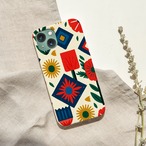受注生産 iPhoneケース 花と幾何学の民芸ポップ柄｜フォークアート FMSY051A