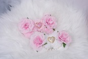 ♡【全2色】姫GAL ピンクローズ&パールチェーン ビジューハートファーリボンヘアクリップ pink ♡