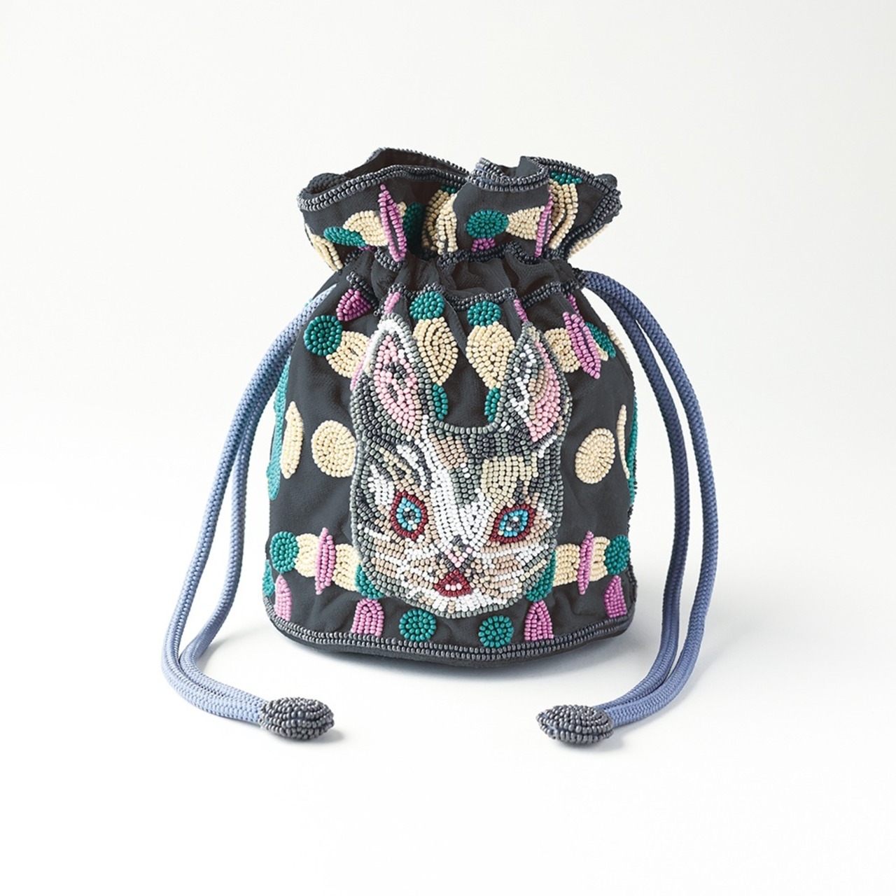 Nathalie Lete Beaded Drawstring Bag Blanche　ナタリーレテ　ガラスビーズ巾着ポーチ Blanche