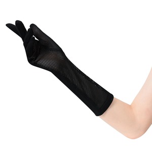 【在庫処分】おたふく手袋(Otafuku Glove) 夏用アームカバー[コットン100% レディース用 メッシュ セミロング] UV-3221 ブラック フリーサイズ