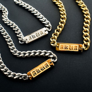 Old English logo chain necklace gold・silver ・gold＆silver 喜平5mm
