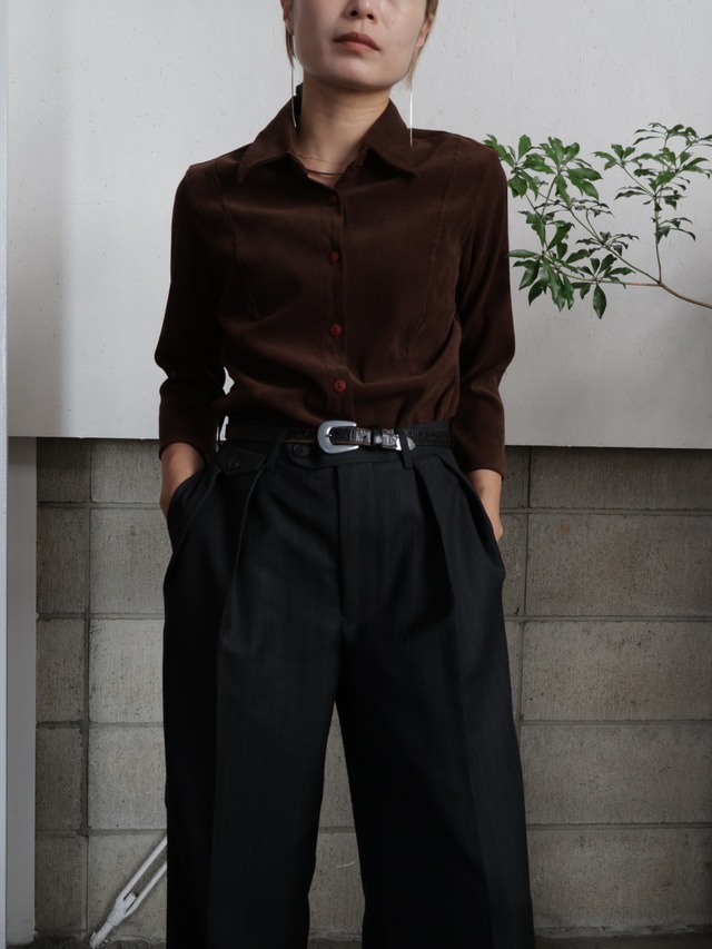 <vintage>faux suede compact shirt