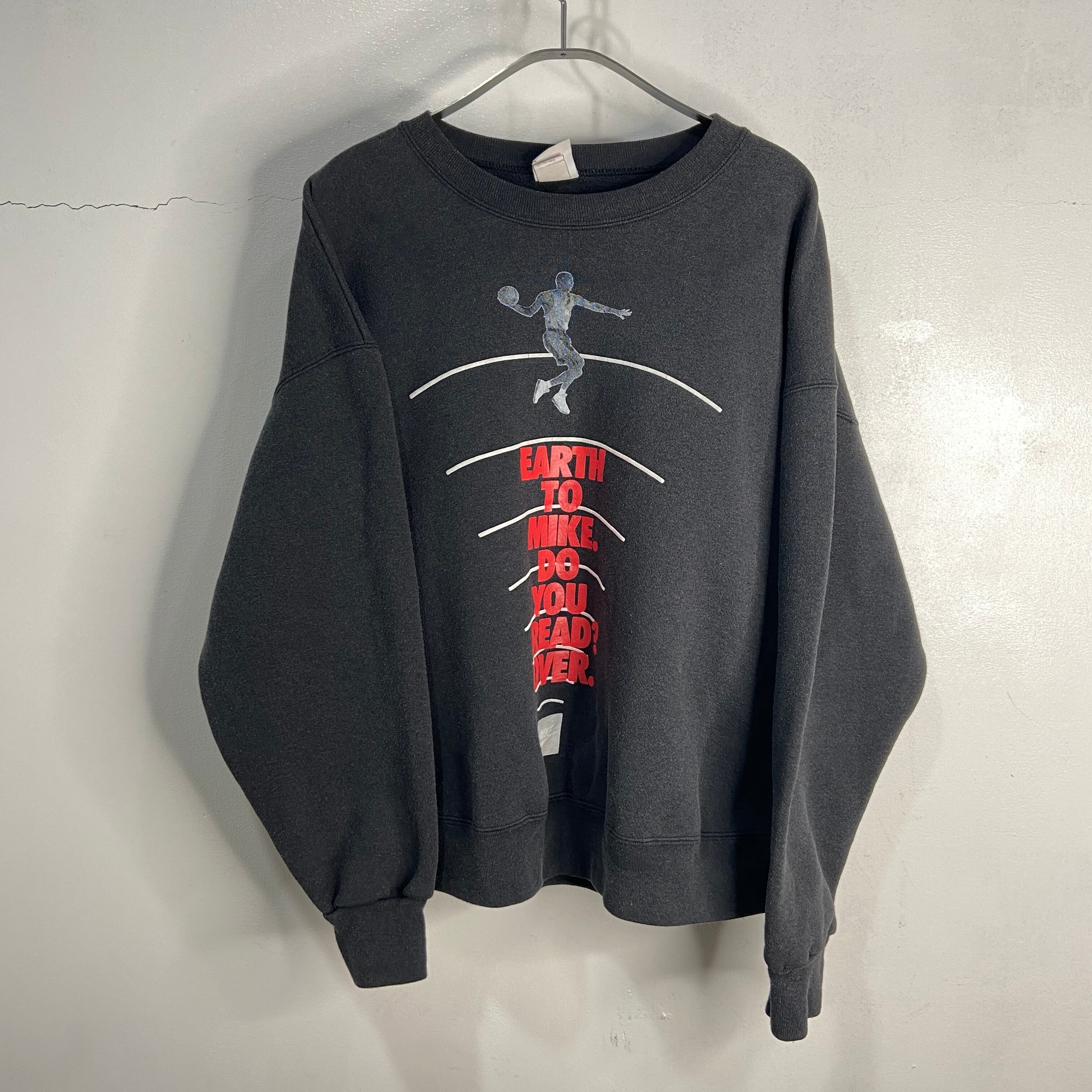 送料無料』90s JORDAN NIKE プリントスウェット USA製 銀タグ 黒 XL 