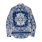 REPLAY リプレイ ボタニカル総柄 コットン 長袖シャツ S/ネイビーブルー ホワイト