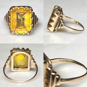 vintage 9ct gold ring set with citrine