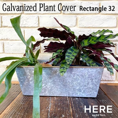 Galvanized Plant Cover Rectangle 32 ガルバナイズ プラント カバー レクタングル 32 鉢カバー 観葉植物 HERE by DETAIL
