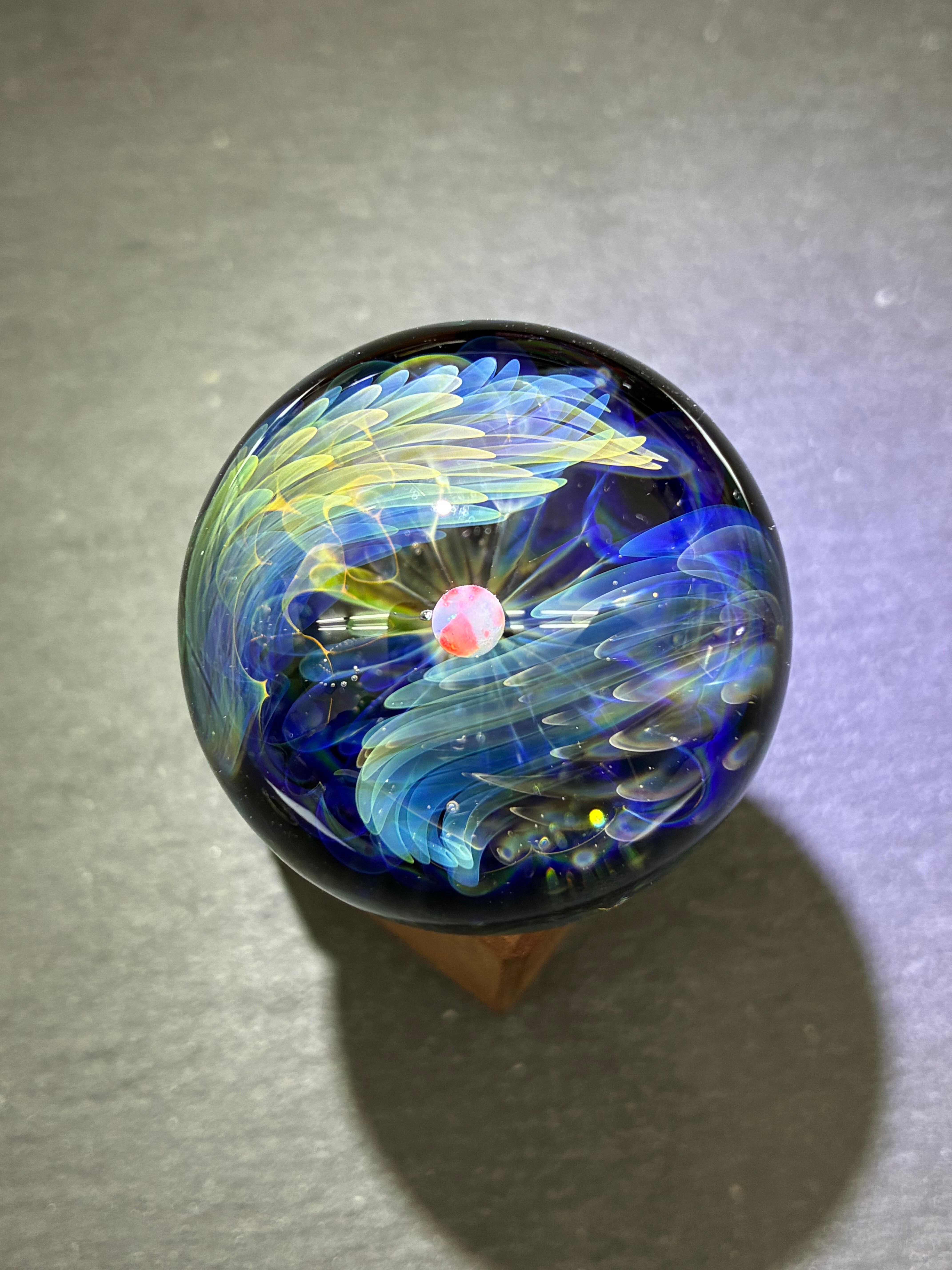 直径3mm アイスファイヤー球体人工オパール1個 - 耐熱ガラス / ボロ