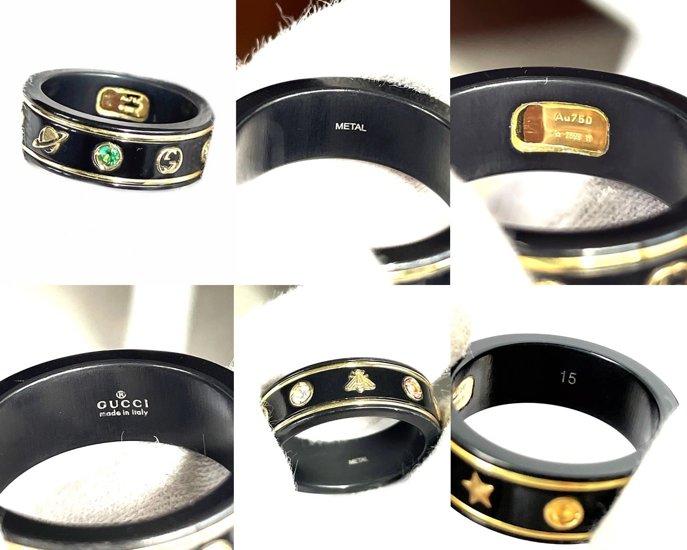 GUCCI グッチ 新作 K18 YG ビー スター ジェムストーン付き アイコン