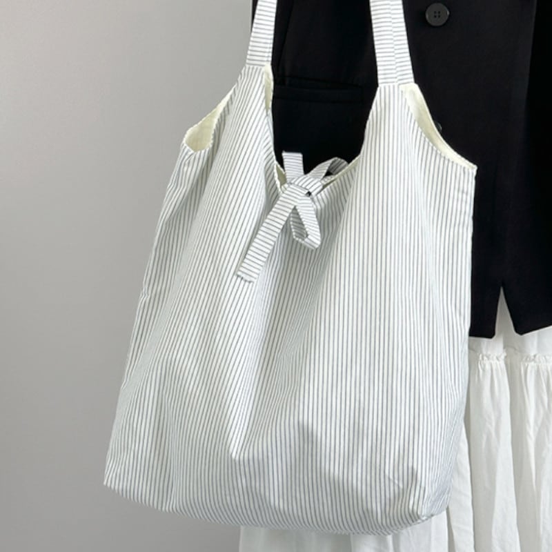 リボンデザインキャンバストートバッグ M1163