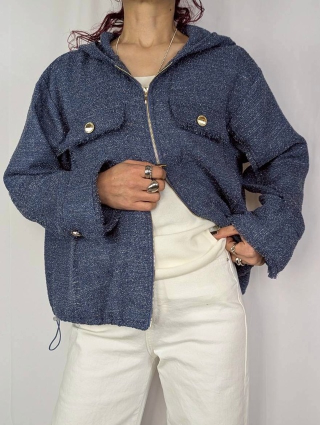 palm RICHE ラメツイードジップパーカー