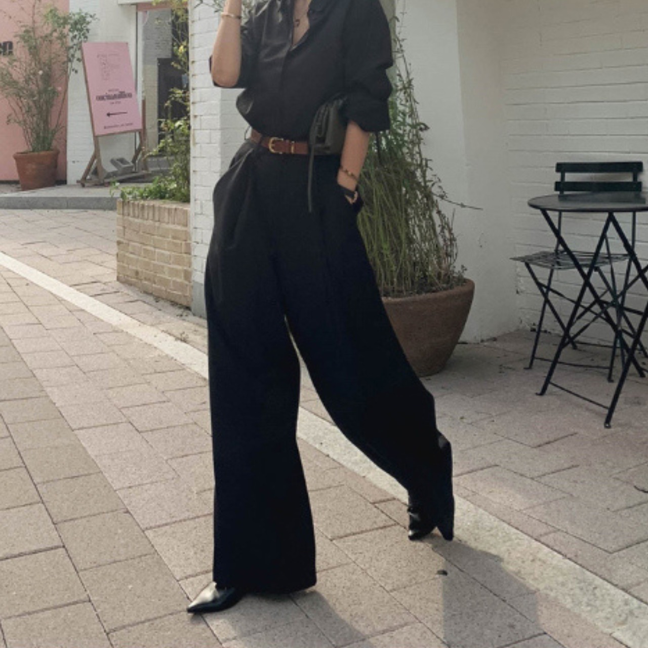 シンプルタックワイドパンツ 2color A0039 - 8