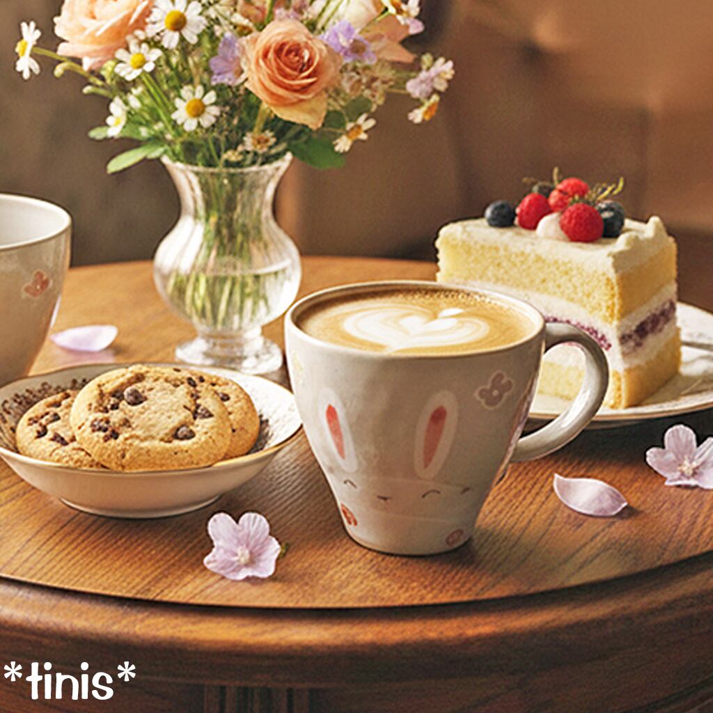 212) 瀬戸焼 夢工房 丸うさぎ 花心マグカップ ウサギ 兎 コーヒー