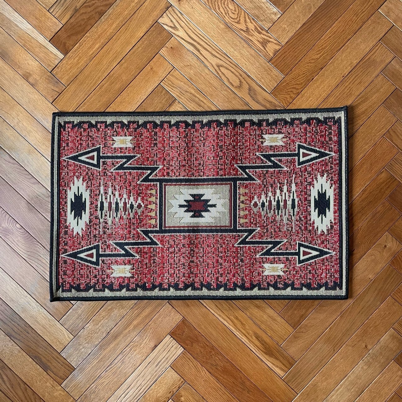 トゥーゴーマット NATIVE RED｜ラグ 織りマット 綿 フロアマット 玄関