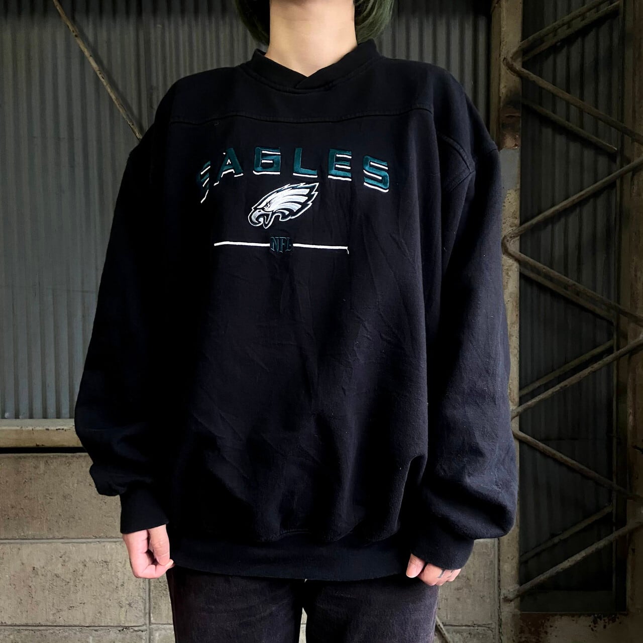 ビッグサイズ NFL フィラデルフィア・イーグルス チームロゴ刺繍 スウェット メンズXXL相当 古着 トレーナー PHILADELPHIA  EAGLES ブラック 黒 大きいサイズ【スウェット】【AL20】 | cave 古着屋【公式】古着通販サイト