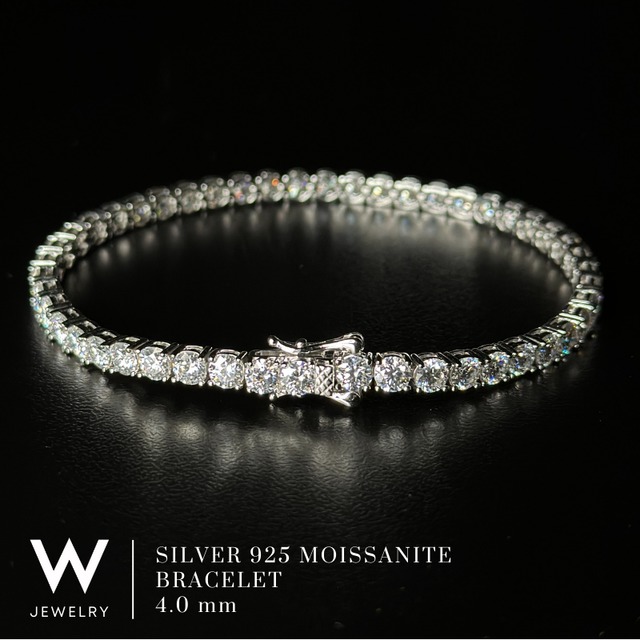 【4mm】W Jewelry Moissanite "Tennis Chain Bracelet" Silver